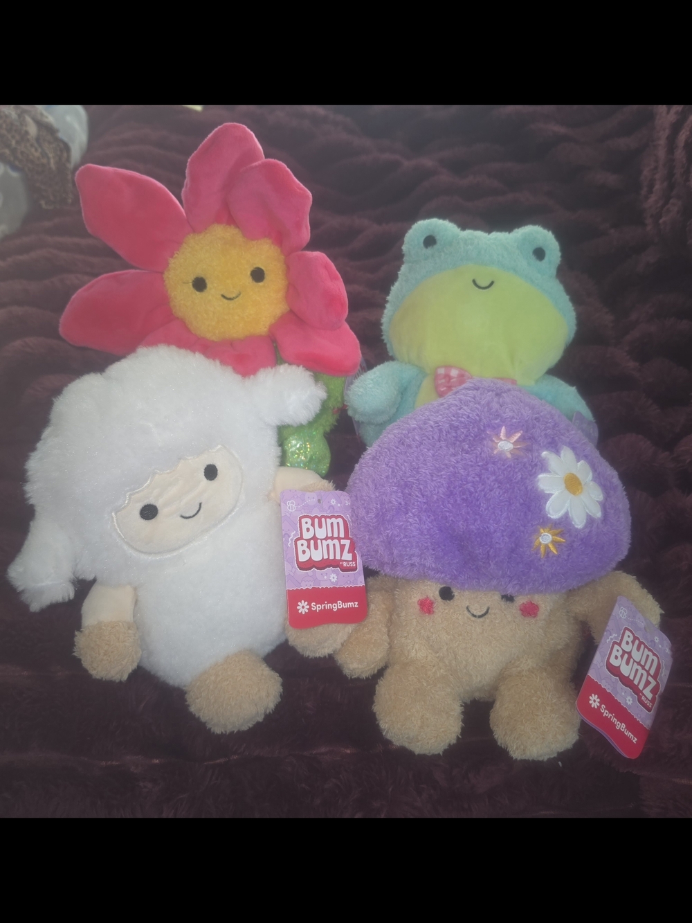 BumBumz Plush Collectible Characters - Purple, White, Pink, Green. BUNDLE